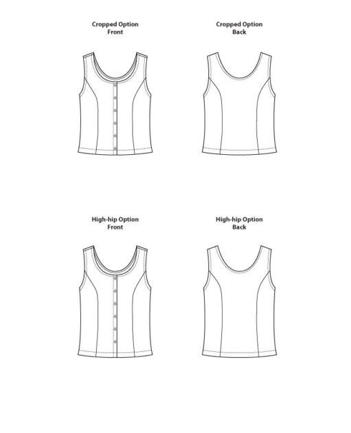 Itch to Stitch Madalena Vest Top PDF Sewing Pattern Line Drawings