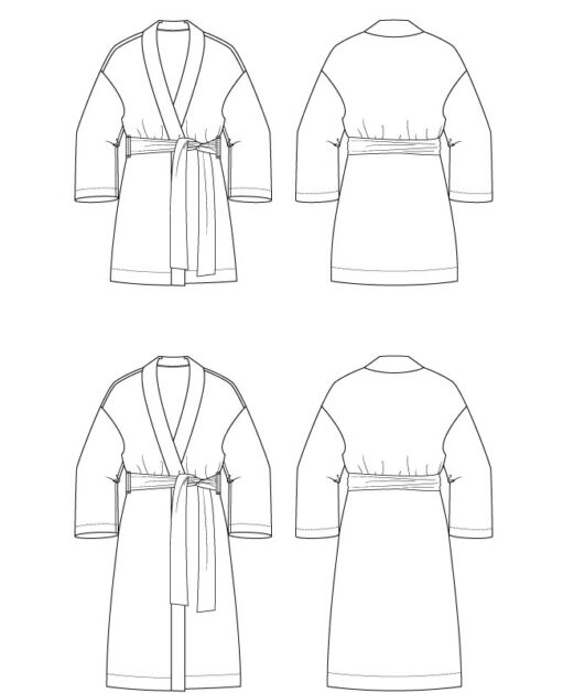 Itch to Stitch Roseto Robe PDF Sewing Pattern Line Drawings