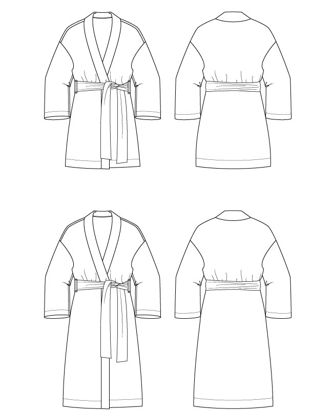 Itch to Stitch Roseto Robe PDF Sewing Pattern Line Drawings