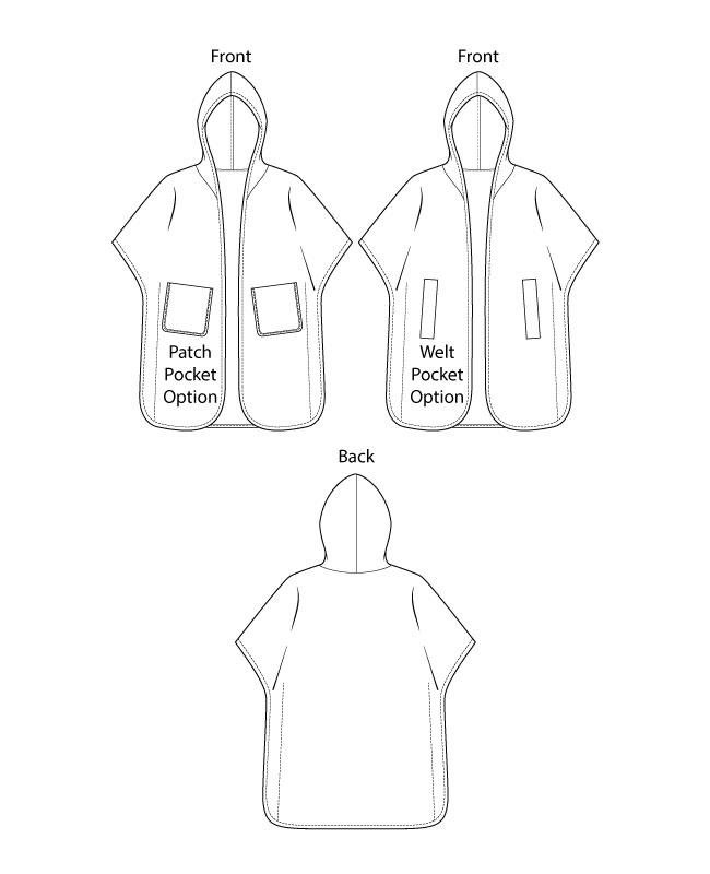 Itch to Stitch Koersel Cape PDF Sewing Pattern Line Drawings