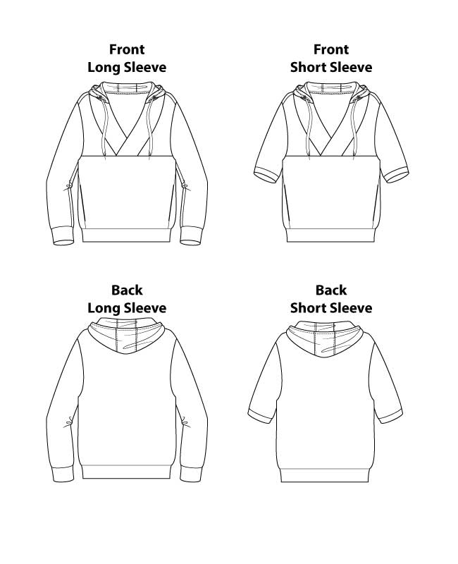 Itch to Stitch Martigny Hoodie PDF Sewing Pattern Line Drawings